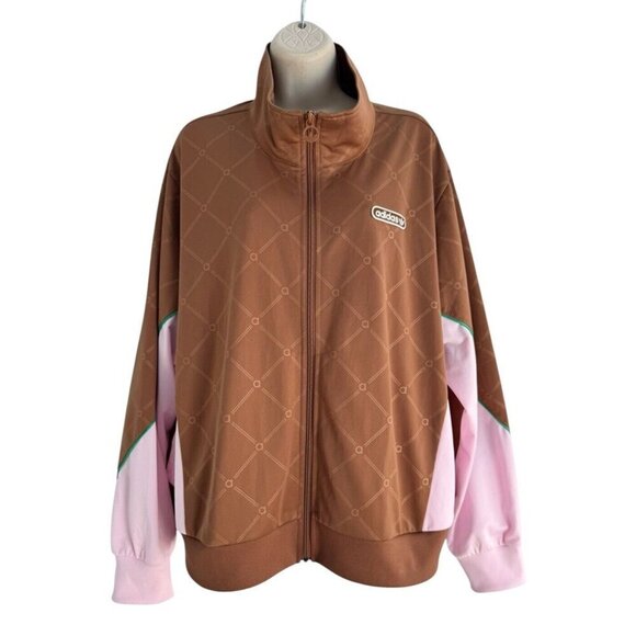 Adidas Woman's Sz 3X Retro Luxury Track Full Zip Jacket Brown Pink - Picture 2 of 12